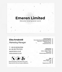 Biglietto da Visita in Carta Piantabile per Progetto Emeren Limited Fronte & Retro