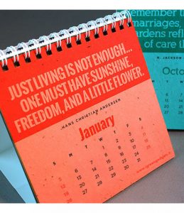 Calendario in Carta Piantabile con Colore Carta Rosso