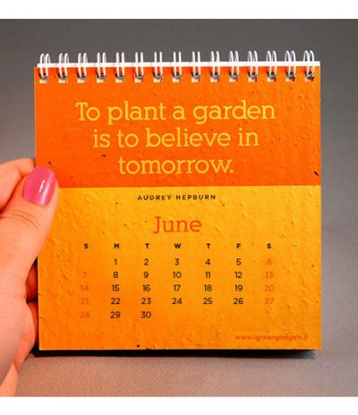 Calendario in Carta Piantabile con Colore Carta Arancione