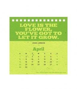 Calendario in Carta Piantabile con Colore Carta Verde mese Aprile