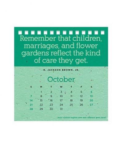 Calendario in Carta Piantabile Colore Verde Mese Ottobre