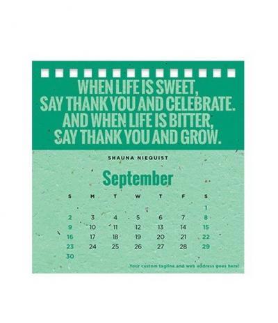 Calendario in Carta Piantabile Colore Verde Mese Settembre