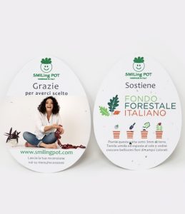 Etichetta in Carta Piantabile Ovale per Smiling Pot Fronte e Retro