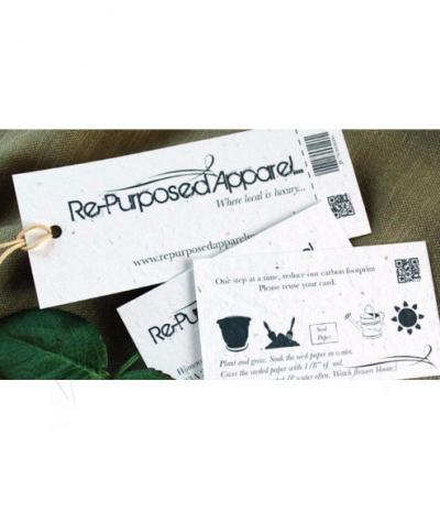 Etichetta in Carta Piantabile Rettangolare per Re-Purposed Apparel Fronte & Retro