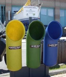 Contenitore U-Trash 3 colori per Raccolta Differenziata con Composizione a batteria