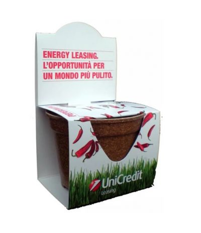 Green Espresso Vasetto Compostabile in Lolla di riso Confezione Personalizzata per Unicredit