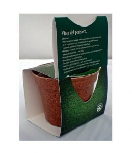Green Espresso Vasetto Compostabile in Lolla di riso Retro Confezione con Istruzioni Seme Viola del Pensiero