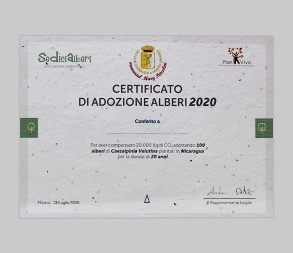 Certificato di Adozione | Certificato di Adozione Piantabile | Progetto Golf Club Courmayeur