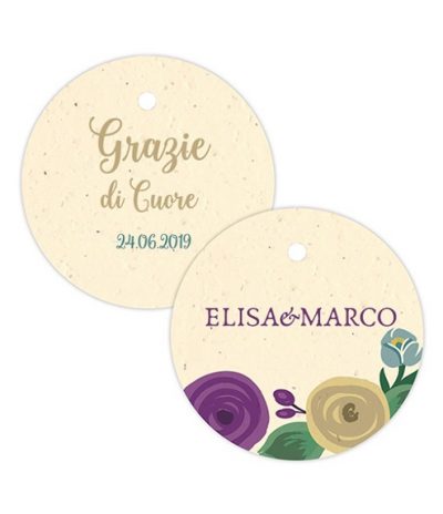 Etichetta Piantabile Matrimonio formato Rotonda per Elisa e Marco