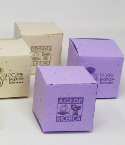 Box in Carta Piantabile Chiusa a forma Quadrata Chiusa per Progetto Ageop