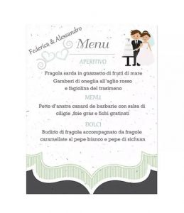 Menù Matrimonio in Carta Piantabile Esempio 1