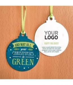 Palline Natalizie in Carta Piantabile con personalizzazione Christmas be Green
