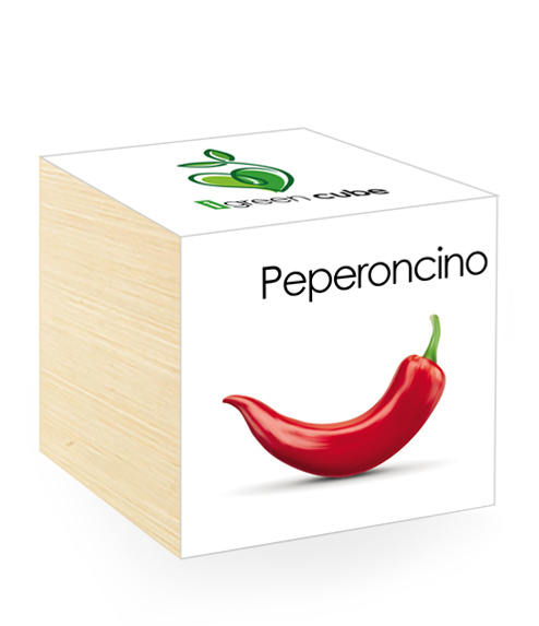 iGreen Cube, Eco Cube in Legno 7.5x7.5 cm Peperoncino con Confezione avvolgente Standard