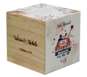 iGreen Cube vasetto di legno Bomboniera Personalizzazione Valeria & Michele