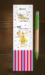 Penna Con Semi Bomboniera con Personalizzazione per Compleanno bambina