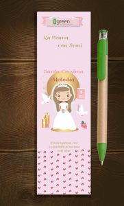 Penna Con Semi Bomboniera con Personalizzazione per Cresima Bambina
