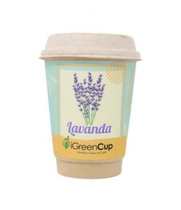 iGreen Cup Tazza da Caffè Bio con Fiori & Piante Seme Lavanda