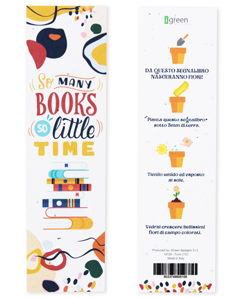 Segnalibro Piantabile Many Books Little Time Fronte + Retro 494x573