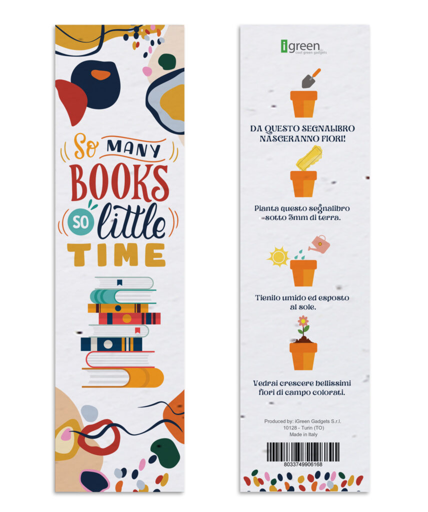 Segnalibro Piantabile Many Books Little Time Rendering