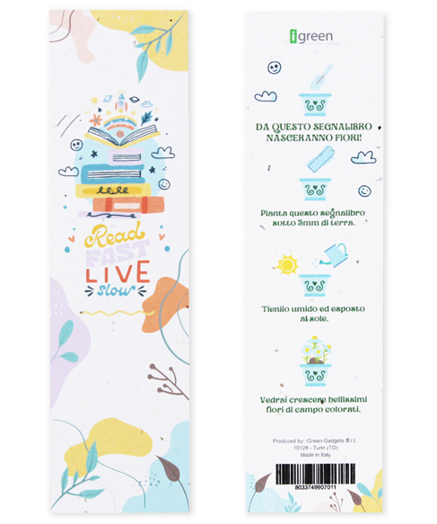 Segnalibro Piantabile Read Fast Live Slow Fronte + Retro 494x573