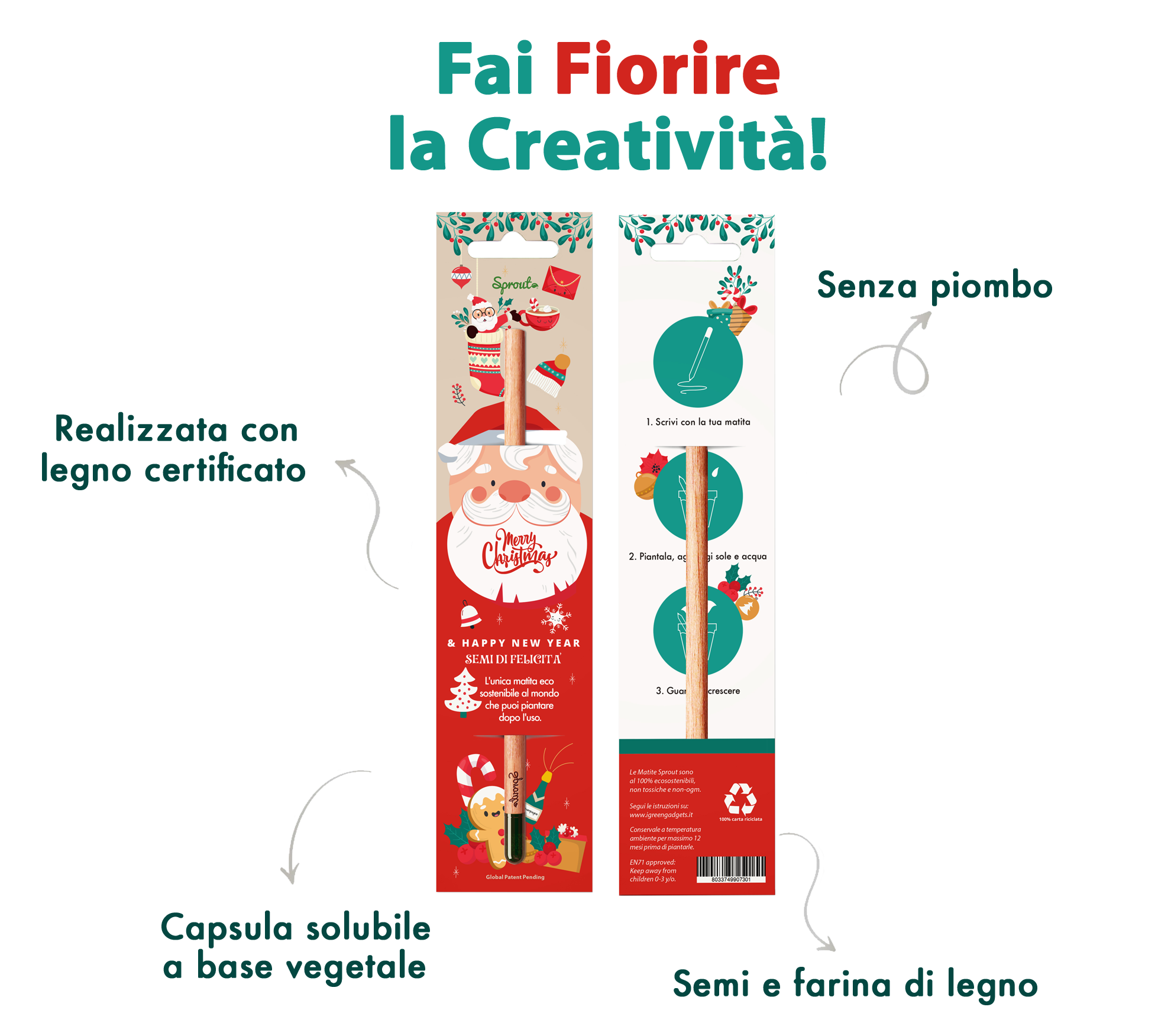 Slider matita >Sprout con grafica Natalizia a tema Babbo Natale