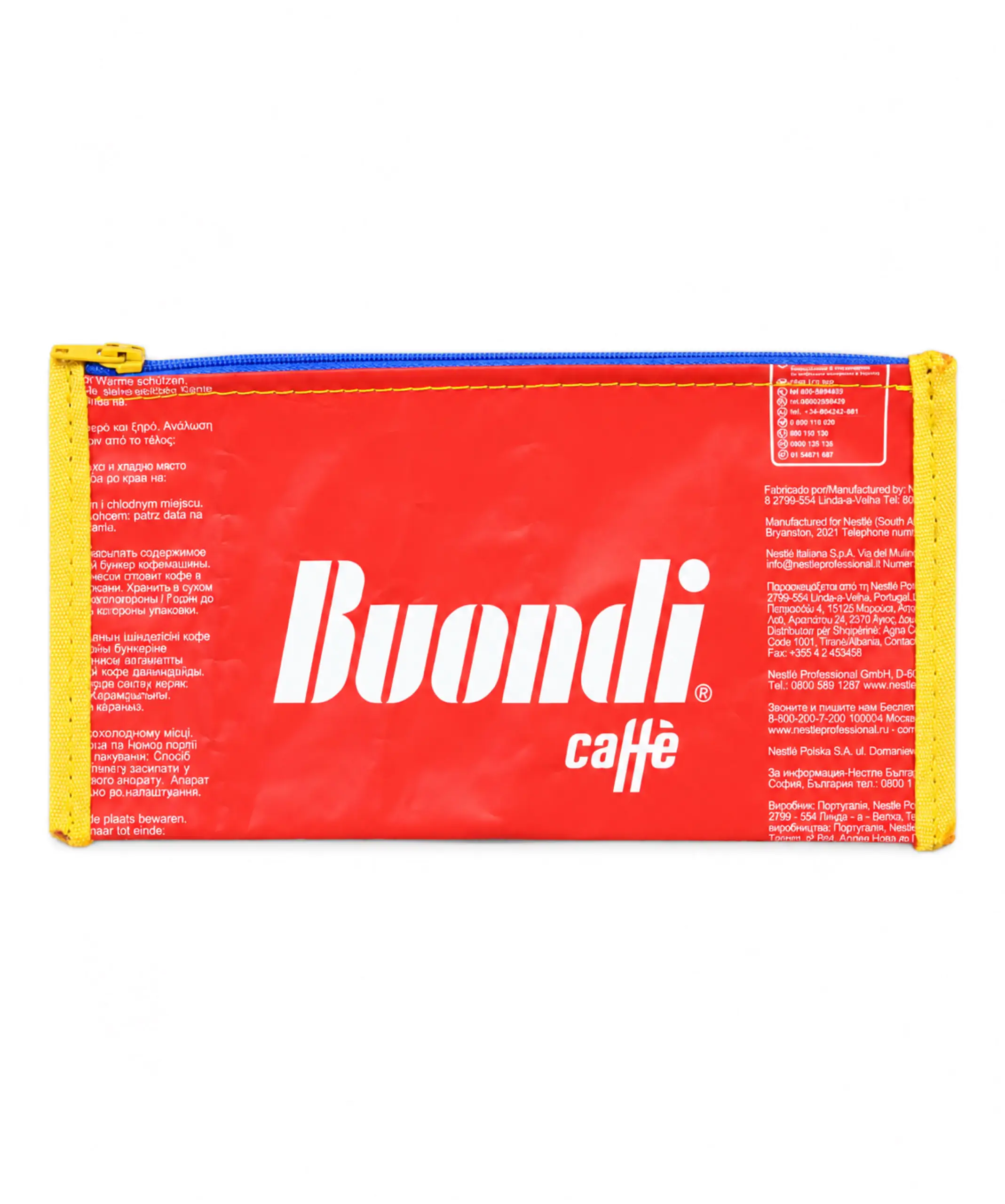 Astuccio portapenne upcycled da confezione di caffè rossa